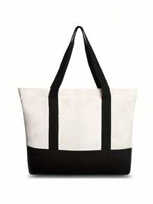 Bolso de lona con collage de fotos personalizadas de color de contraste, bolso de mano ligero y de moda, bolso plegable de almacenamiento, bolso de hombro para ir y venir, bolso de compras de gran capacidad, adecuado para uso diario, se puede regalar a familiares y amigos, versátil, espacioso, estilo casual todo a juego, personalizable, único, adecuado para aniversario, cumpleaños, vacaciones, al aire libre/picnic/viaje/senderismo, deportes/gimnasio, negocios/ir y venir/trabajo/oficina, etc. - Blanco - Ver 10