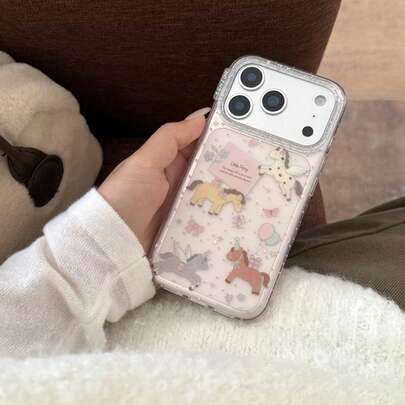 Funda de teléfono con lunares y poni compatible con iPhone 17 Pro Max / 16 Pro Max / 15 Pro Max / 14 Pro / 13, funda de teléfono de moda para mujeres, funda de teléfono minimalista para hombres