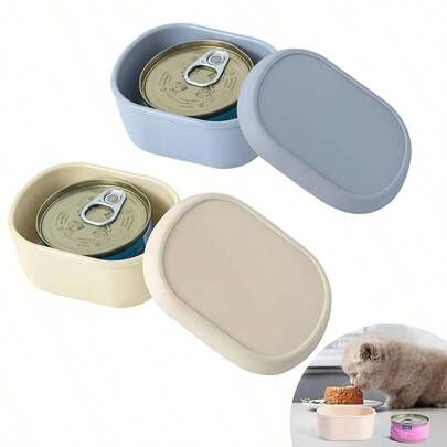 2个可重复使用的猫粮罐盖及储物容器 - 3盎司/85克，2.56英寸/65毫米硅胶气密密封盖，防漏设计，适用于湿猫粮，锁住新鲜，防止溢出