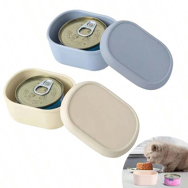 2 piezas Tapas reutilizables y recipientes de almacenamiento para comida de gato - 3oz/85g, 2.56in/65mm Cubiertas de silicona herméticas, diseño a prueba de fugas para comida húmeda de gato, mantiene la frescura y evita derrames