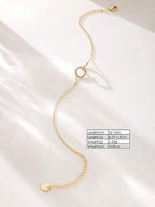 SYMFNY Dainty Interlocking Rings Anklet In 925 Sterling Silver, Cubic Zirconia Circle Ankle Bracelet, Gold Vermeil Summer Jewelry, Elegant Foot Accessory - Anklets - View 4