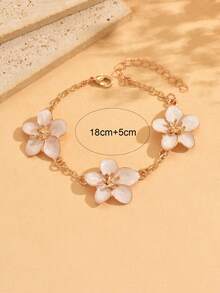 1件时尚优雅的亮片滴釉花朵手链，百搭女士饰品，适合日常佩戴、约会、拍照、派对等场合。链长可通过剪链节定制。 - 多色1 - 查看 4