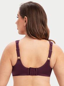 MELENECA Women Plus Size Full Coverage Wireless Lace Comfort Padded Bra - Red Violet - View 3