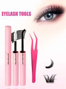 Eimny 300 Pcs Manga Lash Clusters Kit With Bond And Seal & Tweezers And Lash Brush, Wispy Fairy Fluffy Eyelash Extensions, CC Curve 10-16mm Individual Lashes For DIY Cat/Doll Eye, Beginner-Friendly Anime Look For Daily & Party Wear - 彩色 - 查看 13