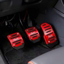 Three Pieces Anti-Slip Car Footrest Pads, Metal Brake Pedal And Accelerator Pedal Covers, Clutch Pedal Cover, Universal Footrest Replacement Kit - A - View 13