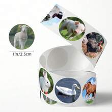 500pcs Cute Animal Doodle Roll Stickers, 1 Inch Round, 8 Patterns, For Envelopes, Magazines, Phone Cases, Water Bottles, Computers, Helmets, Scrapbooks, DIY Decorations, Holiday Party Gift Packaging, PVC Self-Adhesive Seal Stickers School Supplies - Cute Animals - View 2