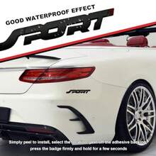 2 PCS Metal Car Sport Sticker 3D Raised Car Fender Badge Front Rear Tailgate Emblem With Sport Logo Strong Adhesive Letters Decals For Front Hood Grill Rear Trunk Black - Perfect For Vehicle Customization Outdoor Use High-Performance Aesthetic Enhancement Durable Metallic Finish Easy Installation Weather-Resistant Design For Long-Term Visibility And Style - màu đen - Xem 5