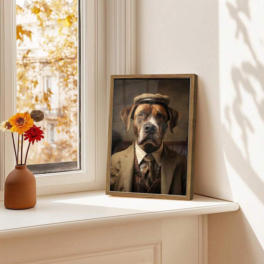Pictures With Frame 20 X 30 Cm Poster Wall Decoration Living Room Decoration Modern Gifts Picture Frame Vintage Dog Hat Suit Couch Brown - Multicolor - View 1