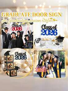 2026 Graduation Class Wooden Decor - 2026 Graduate Photo Booth Props And Party Decorations (Red, Blue, Pink, Natural Wood) - Multicolor - View 3