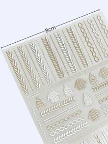 1 pieza Pegatina de uñas con textura de punto suave, elementos en relieve 3D de suéter y trenza, acabado plateado-blanco, fácil de aplicar, crea un ambiente acogedor, adecuado para uñas de otoño/invierno, pegatina decorativa de arte de uñas - Multicolor - Ver 6