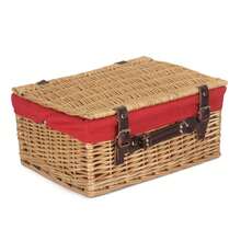 Red Hamper 45cm Buff Wicker Picnic Basket - Red - View 4