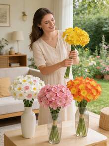 Artificial Daffodil Flowers, Luxury Silk Floral Decor, Living Room And Dining Table Floral Arrangement, Lifelike Flower Bouquet - Multicolor - View 1