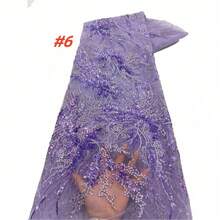 Vải ren thêu đính kim sa chất lượng cao năm 2026, vải ren lưới cao cấp của Nigeria, thích hợp để may trang phục dự tiệc cưới. - A - Xem 2