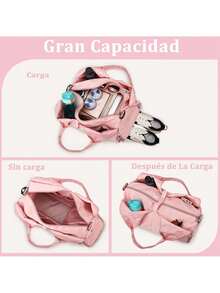 Women's Gym Bag, Large Capacity Handbag, Yoga Bag, Yoga Mat Shoulder Bag, Lightweight Fabric Hobo Tote Bag, Foldable Travel Bag, Suitcase - 灰色的 - 查看 3