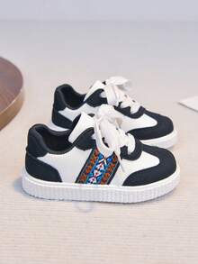 1 Đôi Giày Bệ Mềm Nhẹ Mới, Giày Thể Thao Thường Ngày Cho Bé Trai/Bé Gái Mùa Xuân/Thu 2026, Giày Lược Thời Trang Phong Cách Học Đường - Đen và trắng - Xem 9