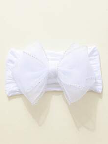 3pcs/Set Baby & Toddler Girls' Silver Trim Extra Large Sheer Bow Headbands, Skin-Friendly High Elasticity Nylon Soft Seamless Non-Irritating Princess Style Wide Headwear, Suitable For Spring And Baby Shower - Multicolor - View 5