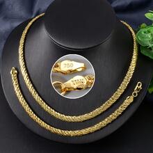 2pcs 18K Gold Color Chain Necklace, Waterproof Minimalist Clavicle Necklace For Women, Daily Wear - Gold 2 - View 3