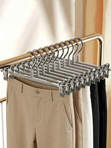 10 Adjustable Clothes Hangers With Clips, Non-Slip Space-Saving Metal Hangers For Pants, Skirts, And All Garments - Keeps Clothes Tidy And Organized - Multicolor - View 9
