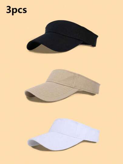3 piezas Gorras de béisbol de unicolor para mujer para deportes al aire libre, gorra de golf transpirable, sombrero protector solar, gorra visera ajustable para playa, viaje, pareja, estudiante, verano