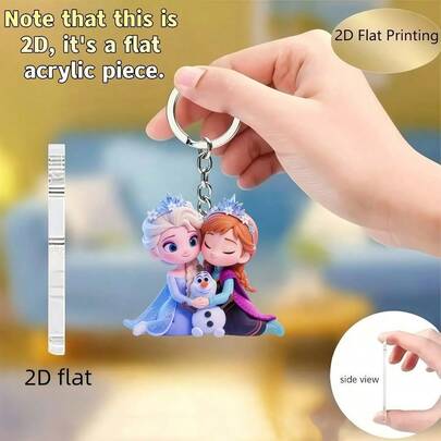 Disney 2D飞机造型，2D可爱公主和奥拉夫钥匙扣多功能装饰吊坠，情人节情侣浪漫装饰挂件，多功能，可挂在背包上、钥匙链上，节日装饰，喜庆装饰，趣味吊坠，耐用吊坠，节日装饰，家居装饰