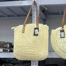 Large Capacity Straw Tote Bag / Handwoven Women's Handbag / Versatile Casual Beach Bag - White - View 7