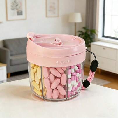 Portable Pill Case, Vitamin Storage Box, Anti-Confusion Design, Wide Opening For Easy Access, Travel Medicine Box