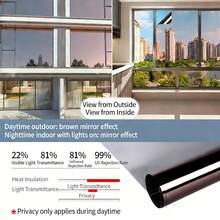 1 Roll 5m Single-Way Privacy Frosted Window Film, PET Material, Silver Gray, See-Through From Outside But Opaque From Inside, Suitable For Home, Bedroom, Office - Heat Insulation Film - View 14