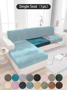 1 Vỏ đệm ghế sofa nhung co giãn hình cáo màu bạc trơn, Vỏ bảo vệ trang trí chống bụi, Thích hợp cho khách sạn, phòng ngủ, màu xám đậm, đen, sâm panh - Màu xanh lam - Xem 12