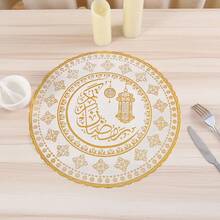 1个随机印花杯垫，星月图案餐垫，圆形餐桌垫，防水防滑餐具垫 - 彩色 - 查看 6