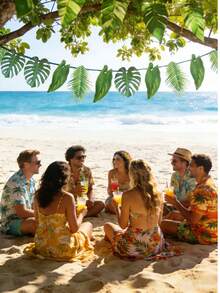 12pcs Tropical Leaf Garland Decor, Tropical Palm Leaves Summer Wreath, Artificial Monstera Green Leaves Party Decoration Suitable For Hawaiian Theme, Hawaiian Palm Monstera Decor For Beach Party, Hawaiian Jungle Theme, Birthday, Baby Shower, Wedding, Boho Home Wall Decor, Summer Photo Booth Props (1/12pcs) - A - View 3