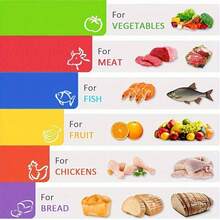 6pcs Thick Kitchen Cutting Boards Set, Colorful Food Icon Design, With Ergonomic Cooking Handles, Soft Non-Slip Chopping Mats, Kitchen Accessories - View 5