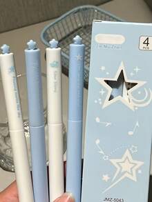 Bộ 4 bút bi gel hình ngôi sao xoay, ruột bút xoay có ngôi sao xanh bật ra khi xoay, văn phòng phẩm hoạt hình dễ thương, sáng tạo dành cho học sinh viết và đánh dấu văn phòng, kiểu dáng bán chạy. - Nhiều màu - Xem 5