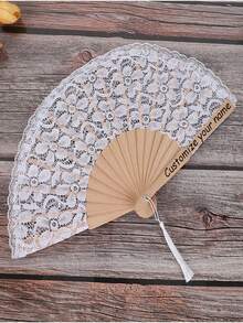1pc Customized Lace Folding Fan, Exquisite Hollow Lace Foldable Fan, Vintage Palace Style Dance Fan, Classical Double-Layer Lace Fan For Wedding, Lolita Lace Fan, Tassel Folding Fan, Performance & Daily Use, Customized Wedding Accessory - Multicolor - View 5