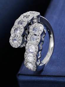 1pc Women's Ring, Niche Elegant High-End Minimalist Fashion Inlaid Synthetic Zirconia Open Ring, Suitable For Gift And Daily Wear - Open Ring - View 10