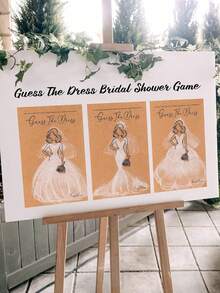 20pcs Wedding Party Game Props (10pcs Cards + 10pcs Pens) For Guessing The Bride's Wedding Dress, DIY Party And Gathering Activity Props, Props For Guessing And Painting The Bride's Wedding Veil, Wedding Party Favors - View 5