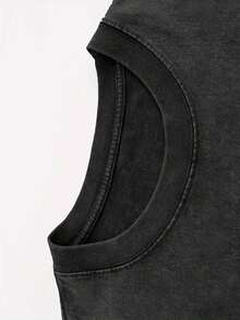 1 Piece 230G Retro T-Shirt For Unisex, JESUS DIED FOR ME NOW I LIVE FOR HIM Print Oversized Cotton Solid Drop Shoulder T Shirts For Men Vintage Streetwear Basic Tees Baggy Hip Hop Unisex Tops Acid Wash T ShirtRound Neck Loose Fit T-Shirt - 黑色 - 查看 6