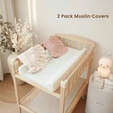 2 tấm lót thay tã bằng vải muslin cho bé, siêu mềm mại và thoáng khí, thích hợp cho cả bé trai và bé gái, quà tặng cho lễ tắm bé. - Nhiều màu - Xem 3