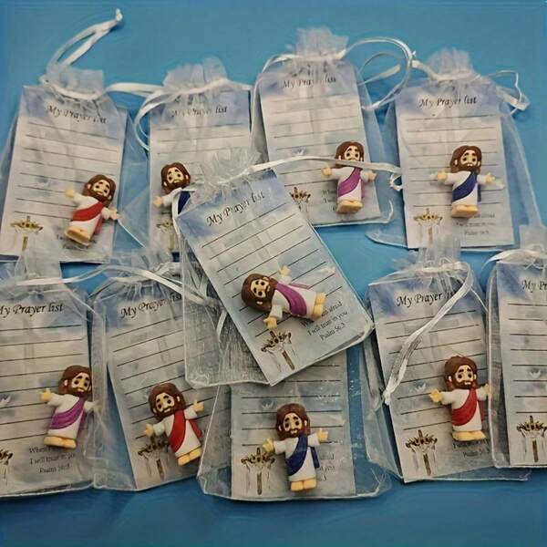 5-Piece Miniature Jesus Image And Prayer Card Set – "My Lord, My God, My Savior" Religious Souvenirs With Invitation Pouch, Suitable As A Christian Easter Gift For Everyone (Universal Recipient), And A Spiritual Souvenir For Distributing Invitations To Church Events And Masses.