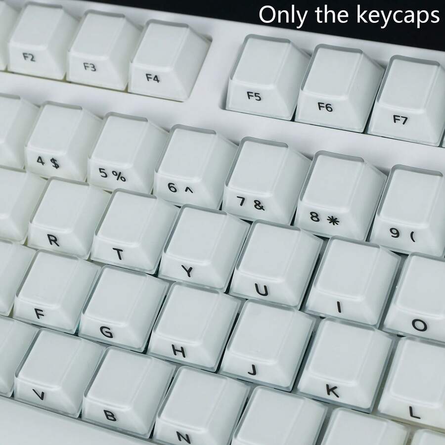 磨砂透明水晶PC键帽，Cherry原厂高度，侧刻字符，6.25U空格键，兼容MX轴机械键盘，仅含键帽，不含键盘