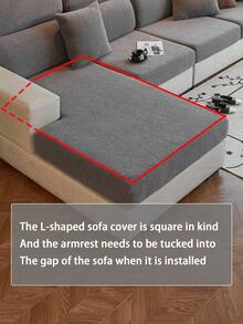 1pc Plush Jacquard Anti-Slip Sofa Seat Cushion Cover, Soft & Skin-Friendly, Pet-Proof, Elastic Sofa Slipcover, Suitable For L-Shaped Sofa And 1/2/3/4 Seater Sofa, Applicable For All Seasons (Sold Individually) - Dark Grey - View 9