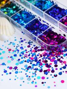 1盒海洋风泡泡亮片DIY工艺品制作配件闪亮圆形贝壳状薄片硅胶模具树脂填充夏季礼物钥匙扣手工材料 - 彩色 - 查看 4