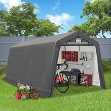 Outdoor Storage Shed Tent,Heavy-Duty Portable Canopy,Waterproof Carport Garage Shelter With Roll-Up Zipper Door & Vents, UV-Resistant Canopy For Motorcycle, Bike, Lawn Mower, Tools, Gray - A - 查看 9