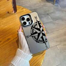 Travel 1pc Black Compass Design Minimalist Full Coverage TPU Shockproof Phone Case Compatible With Apple 17, 16, 15, 14, 13, 12, 11 Pro Max, Air - Multicolor - View 5