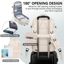 YSTELLAA Small Carry-On Backpack 45x20x30cm For Ryanair, Travel Backpack Bag For Airplanes With 14-Inch Laptop, Eurowings For Men And Women - 米色 - 查看 8