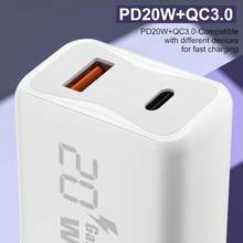 Cargador de pared de carga rápida GaN 20W PD Dual Type-C 1C1A con enchufe del Reino Unido, cargador rápido compatible con iPhone 12/13/14/15/16/17/Pro/Pro Max/Plus/X/SE3 Pro, Galaxy S25/S24 y otros dispositivos para el Día de los Caídos y el inicio del verano - Ver 6