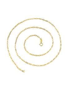1pc S925 Sterling Silver Paperclip Necklace, Vintage Style Paperclip Necklace For Women, Daily Wear, Available In 40cm, 45cm, 50cm, 55cm, 60cm Chain Length, Multiple Sizes To Choose, Suitable As Gift For Girlfriend - Gold - View 5