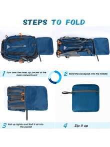 Ransel Hiking Lipat Ringan 40L, Tahan Air, Tahan Lama, Cocok untuk Olahraga Luar Ruangan untuk Pria dan Wanita, Berlaku untuk Berkemah, Mendaki, Trekking, Panjat Tebing, Biru - MultiWarna - View 8