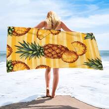 1 pezzo Asciugamano da spiaggia con stampa di ananas, morbido e confortevole, leggero, adatto per viaggi, nuoto, immersioni, surf, yoga, campeggio, accessori da spiaggia - SSTJ11046 - Visualizzare 6