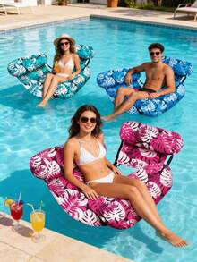 1pc Inflatable Floating Chair, Tropical Rainforest Leaf Design, With Armrests And Backrest, Suitable For Swimming Pool, Beach, Water, Resting Seat, Inflatable Floating Device. Inflation Pump Needs To Be Purchased Separately. - Leaf Floating Chair - View 3