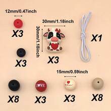 5/32件套硅胶DIY串珠套装，3D硅胶可爱动物珠子，适用于手工DIY手链项链首饰制作，工艺配件，钥匙扣，笔饰，手机挂饰，包包吊坠，独特礼物 - 彩色 - 查看 27